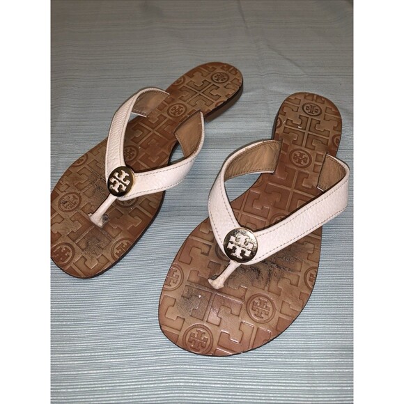 Tory Burch White Thora Sandals Sz 7 - Picture 1 of 4